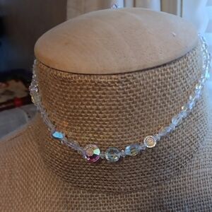 Silver Dainty Crystal Necklace with Red Accents